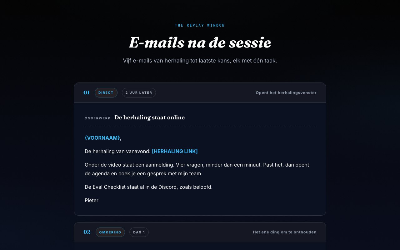 Voorbeeld van de e-mails na de sessie