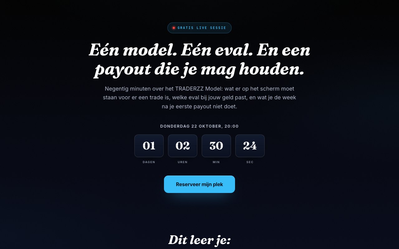 Voorbeeld van de inschrijfpagina