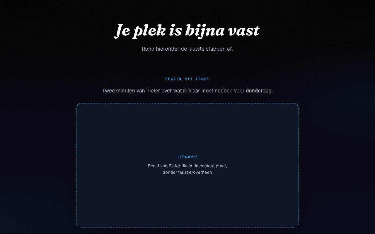 Voorbeeld van de bedankpagina